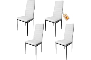 HOME DESIGN & CONFORT Pack de 4 Sillas de Comedor Tapizadas - Sillas Cocina Tapizadas - Sillas Comedor Pack (White, 4)