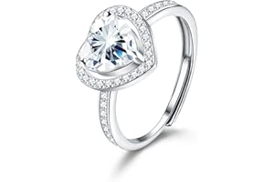 JeweBella Anillo Mujer Plata de Ley 925 Anillo Zirconia Cúbica Brillante Ajustable Anillo Compromiso Mujer Anillo Pareja Plata Anillo de Bodas para Alianza Bodas Regalo Aniversario con Caja