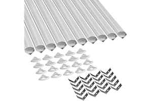 CUQI Profilo a LED, 10 x 40 cm, Profilo a V, in Alluminio con Copertura in PC Lattiginoso, Tappi Terminali e Clip di Montaggio per Strisce LED (10 Confezioni)