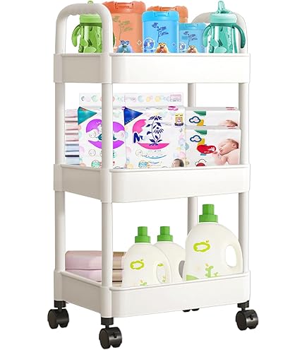 Diaper Caddy Organizer Marbyraz Baby Cart, 3-Tier Rolling Wheels