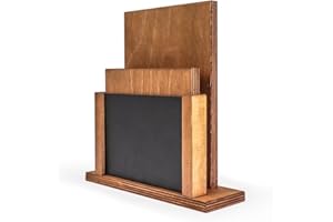 Chalkboards UK Premium Menu Holder and Chalkboard, Wood, Black/Rustic Brown, 20 x 15.9 x 5 cm