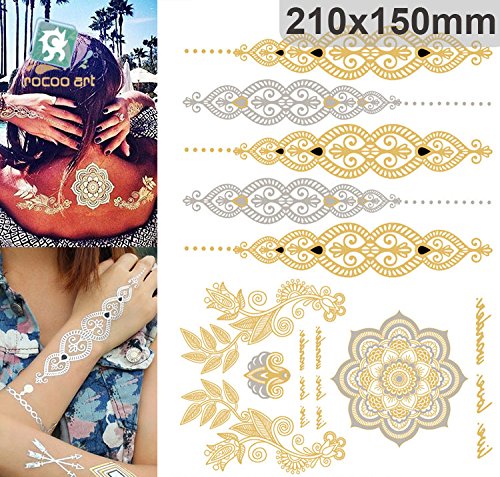Golden Metallic Gold Body Art Temporary Removable Tattoo Stickers With Golden Pattern #3 Sticker Tattoo - FashionLife