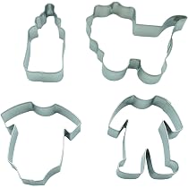 Ann Clark Set Da 7 Formine Per Biscotti A Tema Bebè - Prodotto In USA, Acciaio USA, Tagliapasta Per Baby Shower, Festa Di Genere, Forme Di Tutina, Bavaglino, Sonaglio, Carrozzina, Piede E Pigiamini