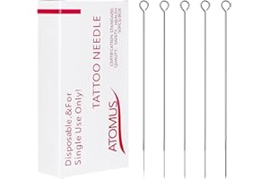 ATOMUS 50pcs Tattoo Needles Set Disposable Tattoo Needles in 5 Models 1RL 3RL 5RL 7RL 9RL Stainless Steel Taeto Needles for Tattoo Pen Machine