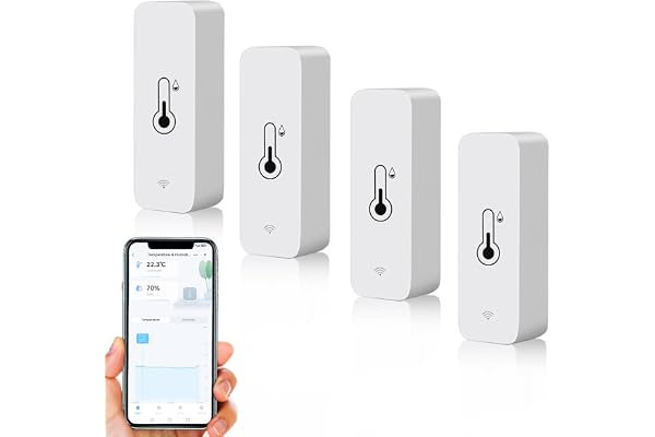 Hygromètre WiFi Smart Thermomètre, mini capteur numérique de température & d'humidité intérieure, capteur d'humidité à température ambiante pour sous sol en serre, compatible avec Alexa & Google Home