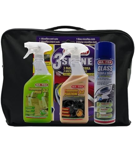 Ma-Fra Kit Pulizia Auto Interni - Trattamento 3in1 Pelle, Plastiche E Vetri + 7 Panni Microfibra - Foto 9