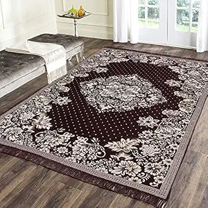 Sparrow World Premium Chenille Printed Carpet Rug (Coffee, 5X7 Feet)