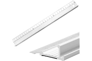 Lotnery 30cm White Aluminium Cutting Ruler with Raised Grip, Non-Slip Safety Edge Tool for Craft, DIY & Precision Measurement