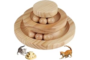 TSKDKIT Zabawka dla kota zabawka do ćwiczenia zabawnych kotów zabawka interaktywna zabawka dla kota bambusowa piłka dla kota zabawka z dwuwarstwową szyną, zwiastun zabawka dla kota szczeniaka itp