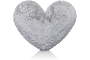 ‎BRANDSSELLER Brandsseller Herz-Kissen aus Plüsch 40x30 cm – Kuscheliges Dekokissen, Romantisches Geschenk zum Geburtstag, Valentinstag oder Muttertag – Weiches Zierkissen für Sofa, Bett und Reisen - Hellgrau