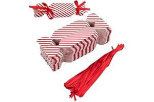 YUKIYI 24 Pcs Candy Box With Ribbon for Favor Gift Make Your Own Christmas Crackers Making Kit DIY Christmas Xmas Cracker Bulk for Kids Party Candy Paper Boxes Novelty Decorations