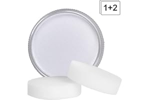 Lynlon Schminke Set , Theaterschminke, Karnevalsschminke, 1 Profi-Aqua Schminkfarben mit 2 Schmink-Schwämmchen für Professionellen Clowns und Mimes ( Weiß - 30g - Wasserlösliche )