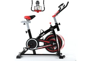 ISE Bicicletta Cyclette Da Casa con Resistenza Regolabile, cyclette professionale con Sensore di Impulso, Porta Celullare, Ruote di Trasporto, Bicicletta Cyclette Indoor,Silenzioso, SY-7802