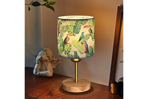 MUCHER Bedside Table Lamp Nightstand Bedroom Lamp with Green Fabric Shade Small Bedside Lamp for Bedroom Living Room Office(Led Bulb Included)