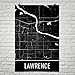 Produktbild Modern Map Art Lawrence Poster, Lawrence Kunstdruck, Lawrence Wall Art, Lawrence Karte 12" X 18"
