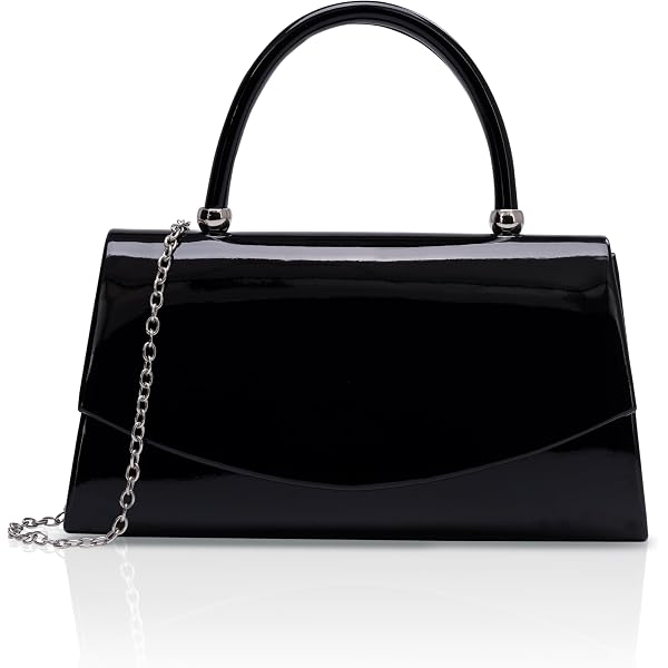 Pochette Soirée EVEOUT En Cuir PU - Clutch Avec Chaîne Amovible Noir 26x16.5cm
