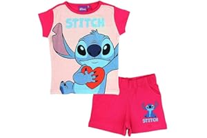 ARLIS Ensemble Pyjama Stitch avec Short Stitch Disney l'image est imprimée à l'avant Col Rond. Matière: 100% Coton
