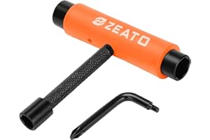 Zeato All-In-One Skate Tools Multi-function Portable Skateboard T Tool Accessory with T-type Allen Key and L-type Phillips Head Wrench Screwdriver
