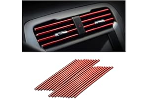 VOTVLOG 20 pièces Bandes Décoratives pour Climatiseur de Voiture, Fentes de Ventilation Décoration pour la plupart des bouches d'aération, Garniture Grille et Voiture Intérieur Accessoires (Rouge)