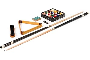 ‎STRADIVARI Stradivari Billard Equipment Set | Queue Set mit Kugeln, Dreieck, Kreide, Bürste und 10 Ersatzleder | Hochwertige Ausführung | Schwarz | Vielseitiges Zubehör