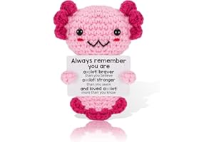 GlamRays Animales de ganchillo positivos, hechos a mano, apoyo emocional de peluche, regalos para mujeres, niñas, adolescentes, amigos, cumpleaños, motivación