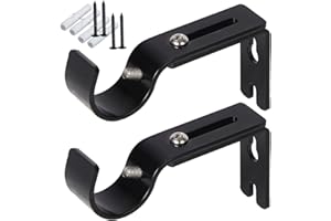 Divono 2 Stück Gardinenstange Halterung,Gardinenstangen Halterung,Gardinenstangenhalter Verstellbares Metall-Wandhalterungs-Set, Gardinenstangenhalterungen Mit Schrauben Für Heimbüro Schwarz