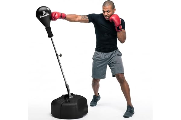 Boxningssäck med stativ, för barn och vuxna, justerbar höjd – fristående boxningsväska – perfekt för MMA-träning, stressavlastning och fitness