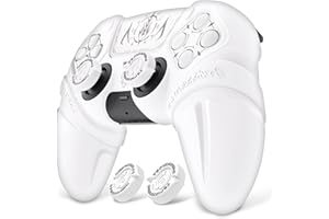 playvital Coque Manette pour ps5 Grip Housse Protection pour ps5 Controller Cover Skin avec Capuchon Joystick & Autocollant,Étui Silicone Compatible avec Station de Charge,Édition Runes-Blanc