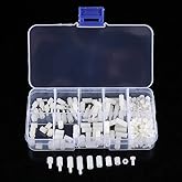 Pack of 200 M2.5 Nylon Male Fasteners Screws Female Hexagonal Stand Screws Nuts Assortment with Plastic Box