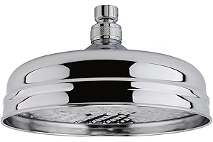 ENKI, R01, 200mm Traditional Fixed Large Shower Head Chrome, Solid Brass, Replacement Shower Head, Round Rose, Mixer Rainfall Shower, Modern Design, Easy Clean & Easy to Install