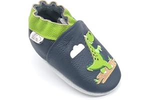 LEPEPPE - Nuovo Dinosauro Draghetto - Scarpine in Morbida Pelle Prima Infanzia - Pantofole Bambino - Suola in Pelle Antiscivolo - Scarpette Fino al 34/35