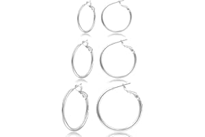 PRETOLE 2mm Sterling Silver Big Hoop Earrings for Women Big Hoop Earrings Large Silver Hoop Earrings for Girls Hypoallergenic Circle Endless Thin Hoop Oversize Set 20/30/40/50/60mm Aretes De Aro