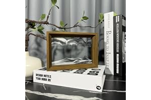 AzureLeap Pittura di Sabbia che Scorre Quadro 3D Sabbia Dinamica Paesaggio Marino, Decorazioni per Casa e Ufficio Giocattolo da Scrivania per Adulti Cornice in Legno [Nero-6"]
