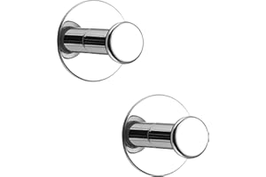 SAYAYO Ganci Adesivi Ganci Portasciugamani in Acciaio Inox Gancio Accappatoio Bagno Cromo Lucido, Gancio Appendiabiti Autoadesivo Appendi Strofinacci Cucina, 2 Pezzi