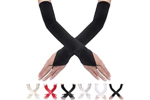 AUNGKWANG Guantes Encaje, Guantes Largos, Años 20 Vintage Encaje Guantes, Adecuado para Ópera, Accesorios para Disfraces de Fiesta de Boda, Longitud del Codo 40cm