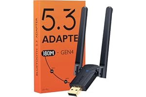 ZEXMTE Große Reichweite Bluetooth 5.3 Adapter für PC, 590FT/180M USB Bluetooth Dongle für Desktop, Laptop, Drucker, Tastatur, Maus, Headset, Windows 8/10/11 Kompatibel (Anschließen und Spielen)