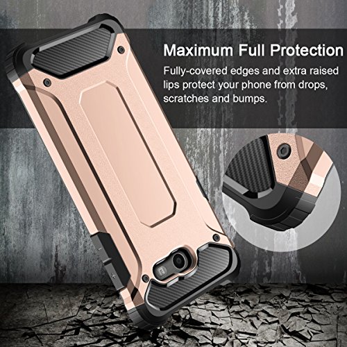 Funda Samsung Galaxy J5 2017 Coolden Galaxy J5 2017 Carcasa High Pro Shield Doble Capa TPU PC Resistente a los ara  azos Ajuste delgado Cover Choque Absorci  n Case Caso para Galaxy J520-Oro Rosa