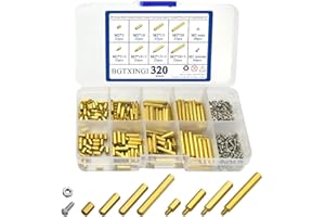 XINGYHENG BGTXINGI 320Pcs M2 Brass Male-Female/Female-Female Hex Brass Spacer Standoff Screw Nut Assortment Kit and Stainless Steel Screw Nut Set (Brass M2)