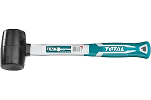 Total Tools - Massette en Caoutchouc - 220 g - Idéale pour les Travaux de Carrelage - Pour Ajuster les Carreaux en Céramique - Frappe Sans Endommager la Surface - Manche en Fibre - Tête en Caoutchouc