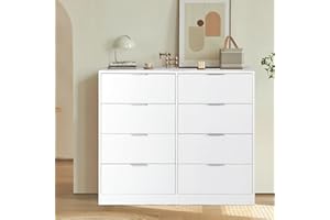 VOWNER Cassettiera, Cassettiera Camera da Letto, Como Camera da Letto, Comodini/Comodino Camera da Letto, Cassettiera Bianca, 120 x 100 x 40 cm, Mobiletto con Cassetti per Soggiorno, Ufficio