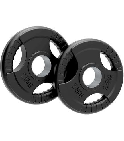 Disques De Poids Olympiques En Caoutchouc Tri-Grip - Lot De 1.25kg à 25kg - Pour Barre