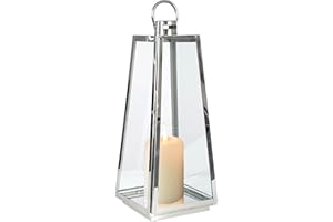 wuuhoo® Windlicht Aurora in Silber, dekorative & wetterfeste Gartenlaterne aus rostfreiem Edelstahl und Temperglas, Gartenlampe, Gartenbeleuchtung, Lampe für den Garten L 54 cm