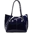 Carrylux Casual Patent Synthetic Leather Tote Bag, Handbag for Ladies