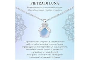 J.Fée 1Pc Idee Regalo Donna Collana Pietra di Luna Regalo Compleanno Donna Regali di Natale per Ragazz Adolescenti Pietra di Luna Argento Collane per Mamma Figlia Sorella Amica