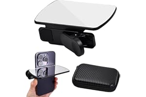 Tibapla Smartphone Kamera Spiegelreflexions Clip Set, Verstellbarer Telefon Kamera Reflexionsspiegel, wiederverwendbares Tragbares Fotozubehör, für Reise-Smartphones (Schwarz)