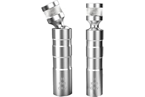 Bbtcxjs 2 Pcs 14mm 16mm Spark Plug Socket, 3/8 Inch 12 Point Universal Joint Thin Wall Magnetic Spark Plug Socket Set Wrench Removal Tool for Car Repair(14mm & 16mm)