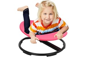 HMLOPX Sensory Spinning Carousel Chair - Swivel Toy Chair For Kids 3-12 Years - Spinning Chair Wobble Chair Kids Balance Toys & Games Balance Physical Therapy Equipment (Pink)