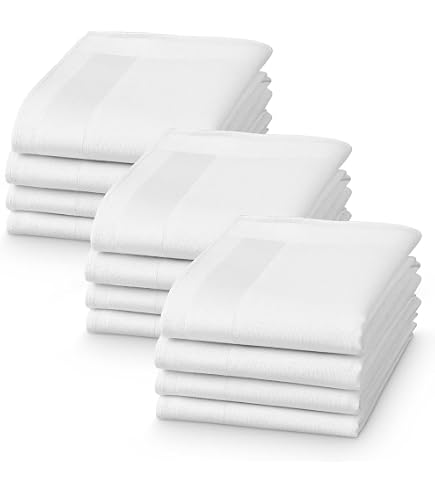Lot De 12 Mouchoirs En Tissu Réutilisables 40x40 Cm - 100% Coton Doux, Lavables, Neufs