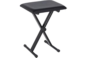 HOMCOM Panca per Pianoforte Imbottita Altezza Regolabile Pieghevole Antiscivolo, Nero, 39x29x47cm