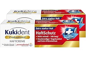 Kukident Crema adesiva professionale – Protezione adesiva per protesi dentali, tenuta extra forte – Effetto rapido e duraturo – 2 x 40 g